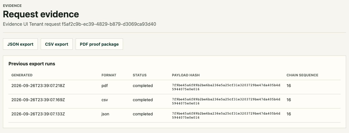 Proof export links